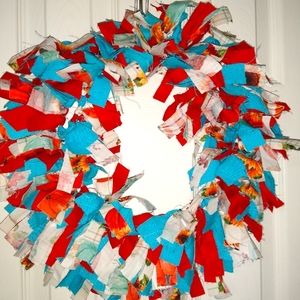 #12 Fall Blue Pumpkin and Sunflower Round Fabric Wreath